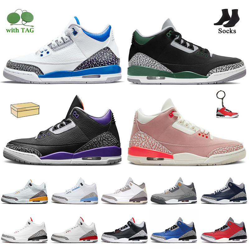

Jumpman 3 3s Men Brand High OG Basketball Shoes Racer Blue Pine Green Court Purple Rust Pink UNC A Ma Maniere Mens Trainers Laser Orange JTH NRG White Black Cement Sports, B39 a ma maniere 40-47