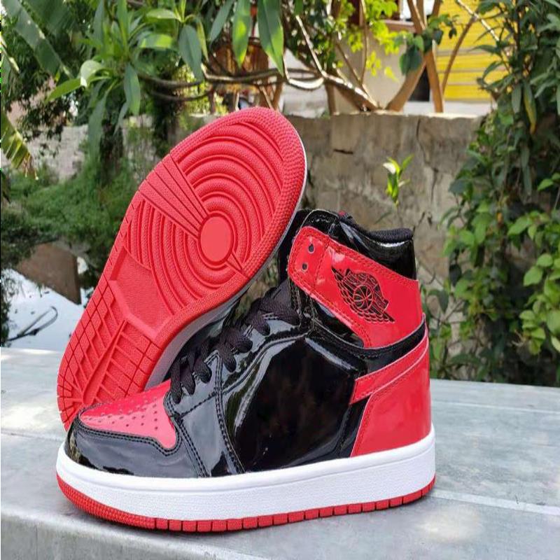 

Varsity Red White 1 Black Shoes Men Sneakers Bred 2021 Patent 1s Basketball Wfrwk