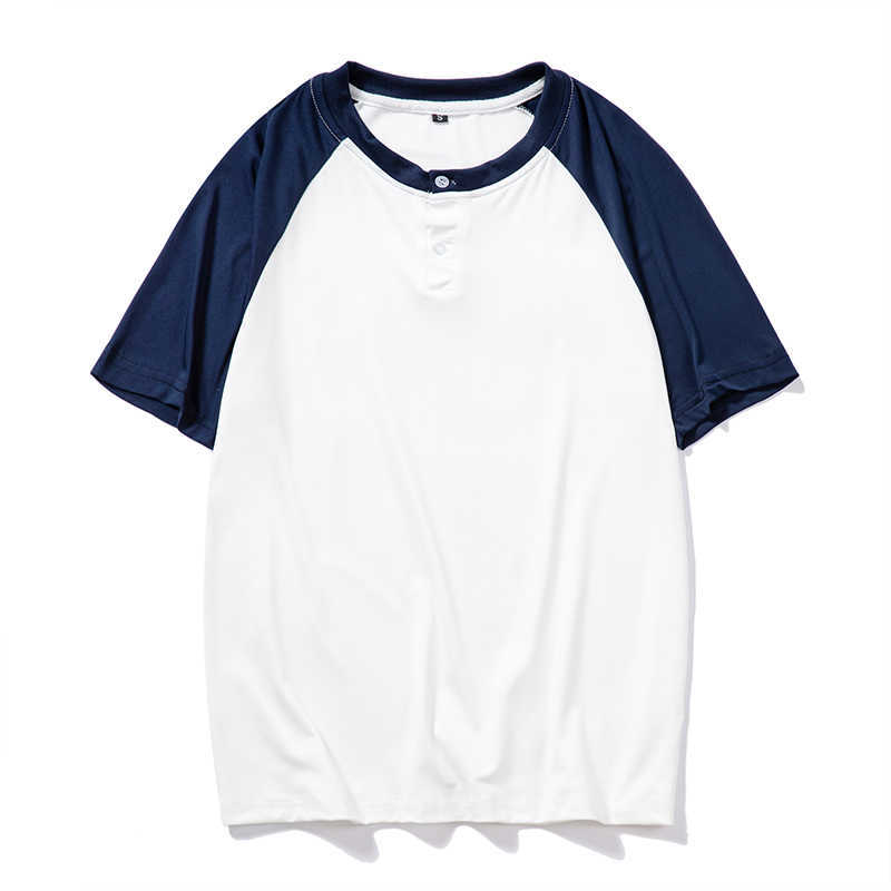 

Fashion Men T-shirt Casual O-Neck Basic Tees Slim Fit Short Sleeve Baseball Tshirt Mens Raglan Jersey Summer Cotton Tops 210603, Bs005blue