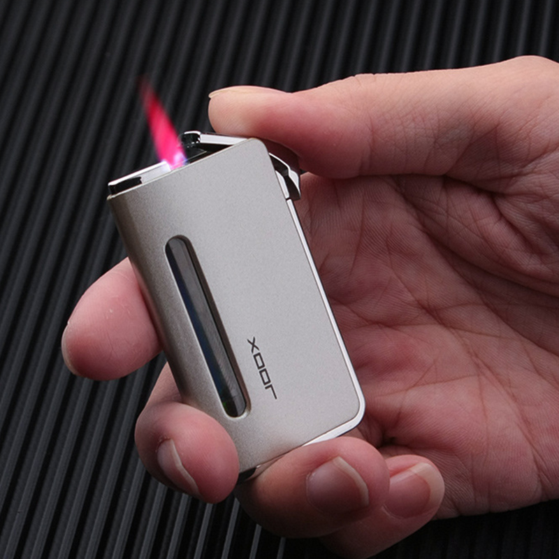 

New Bussiness Torch Lighter Ultra Thin Turbo Free Fire Jet Butane Cigar Lighter 1300 C Windproof Pipe Lighter Gas Window