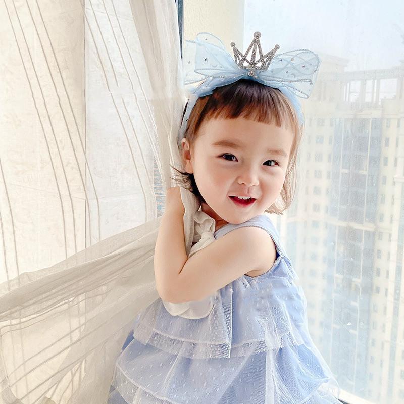 

Hair Accessories Yarn Headband For Kids Girl Princess Hairband Crown Tiara Long Veil Child Korean Wholesale Drop