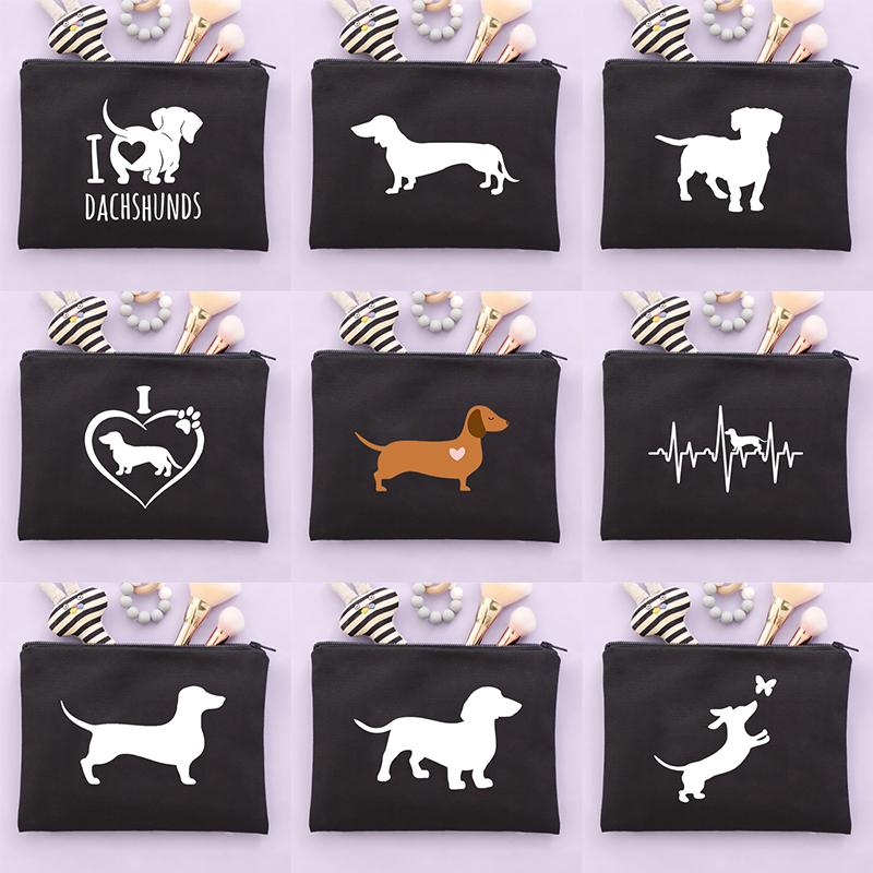 

Cosmetic Bags & Cases Cute Dachshund Dog Print Makeup Storage Pouch Pet Animal Bag Female Travel Organizer Toiletry Case For Women, W03031-tbbk-d