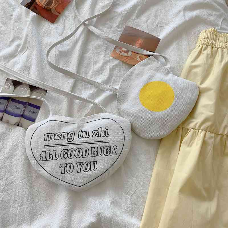 

College lovely girl messenger bag simple poached egg cartoon Mini Shoulder Bag