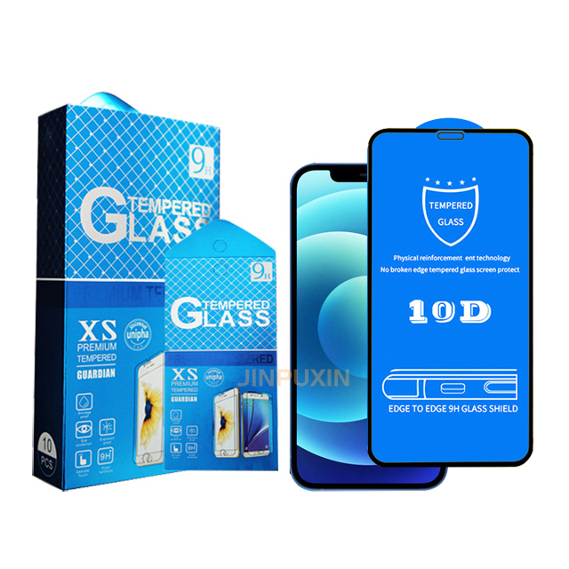 

10D Tempered Glass Screen Protector For iPhone 13 13pro 13promax 12 Mini 12pro Promax X XR XS Max Full Glue Cover Protective Film With Package