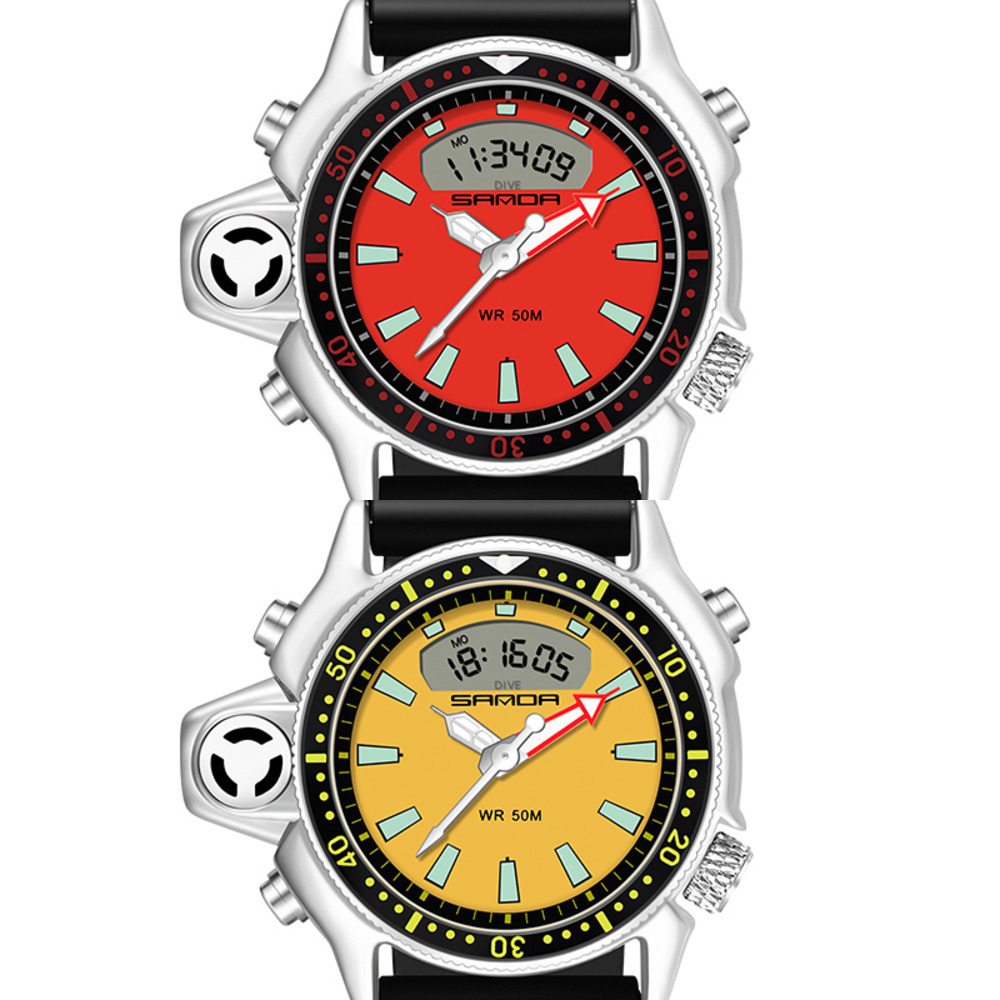 

SANDA New Fashion Men Quartz Watch Classic Men 50M Waterproof Shockproof Military Sport Watches Clock Relogio Masculino 3008 X0524, Black red