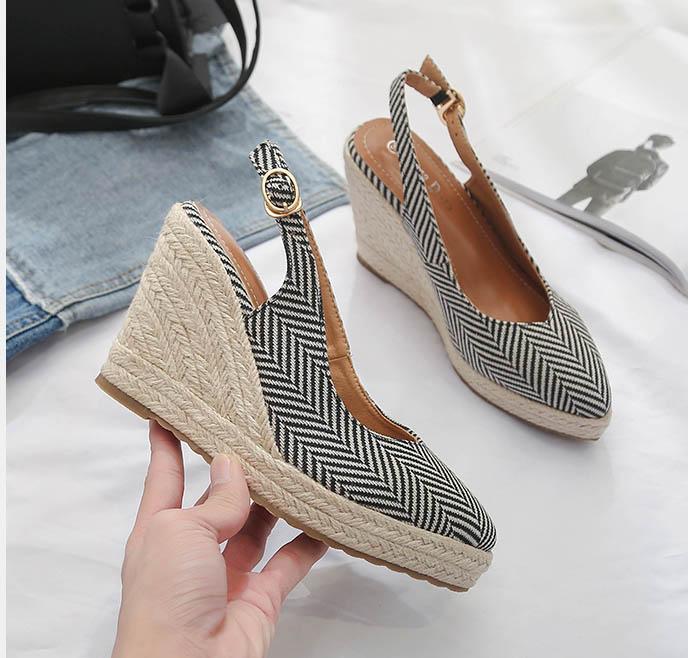 

Women Wedge Shoes Pointed Toe High Heels Platform Mary Jane Office Lady Pumps Slingback Party Espadrilles Cute Dress, Black