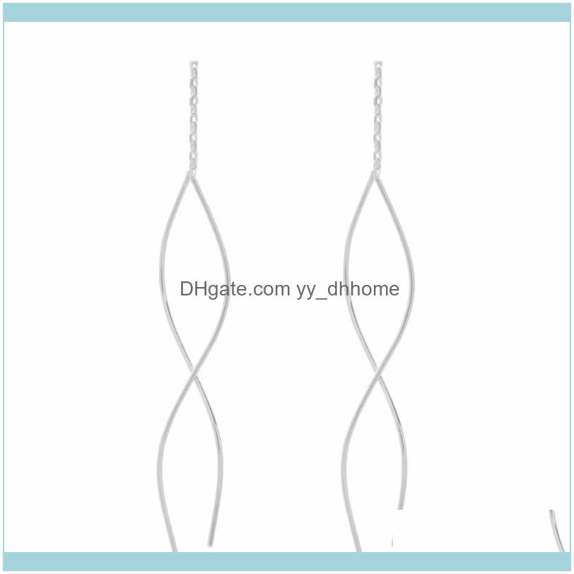 

Dangle Jewelrydangle & Chandelier Curved Threader Earrings Ear Line Fish Hook Needle Sier Color Gold Women Earring Jewelry For Girls Drop De