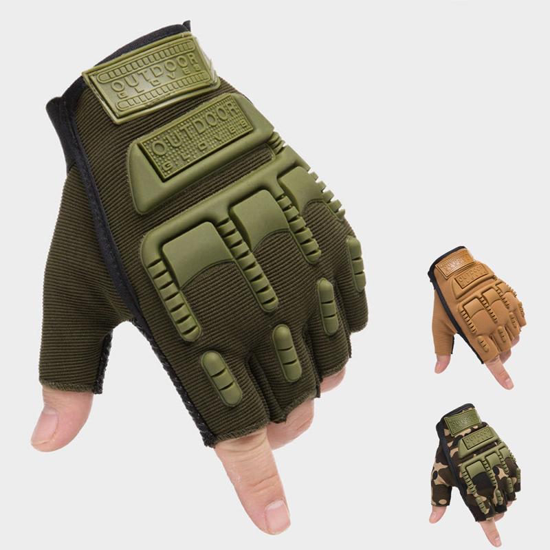 

Sports Gloves Tactical Fingerless Camouflage Military Hunting Mittens For Fitness Gym Motocycle Half Finger Men, Black