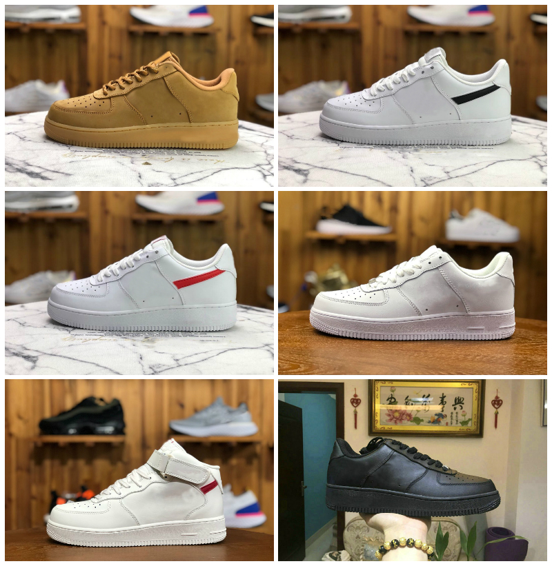 

Top Quality 2022 FORCES Men Low Skateboard Shoes Cheap One Unisex 1 Knit Euro Mens High Women All White Triple Black Red Leather Outdoor Cas