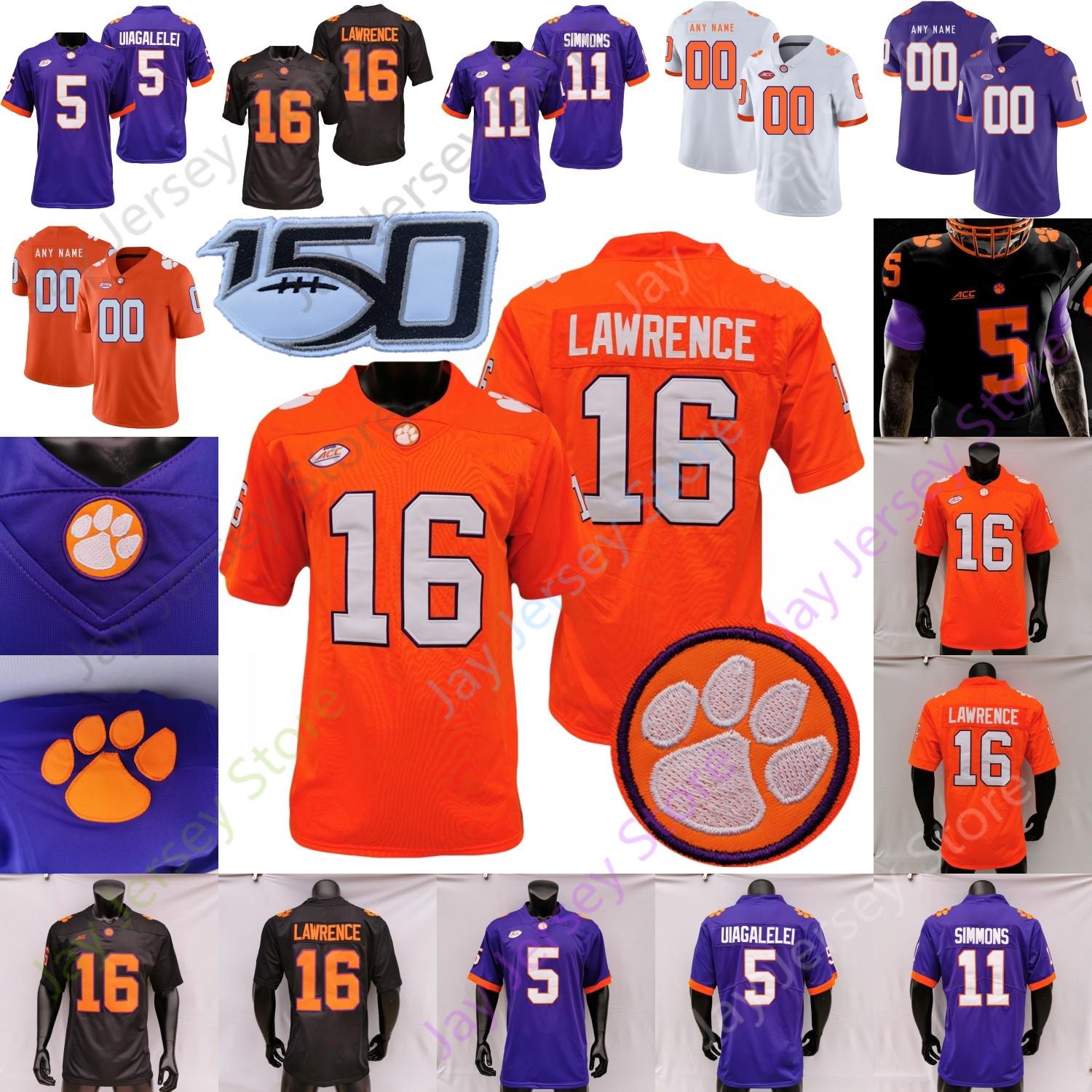 

Custom Clemson Football Jersey NCAA Trevor Lawrence Travis Etienne Jr. D.J. Uiagalelei Amari Rodgers Murphy Powell Turner Spector Bresee Thomas, White