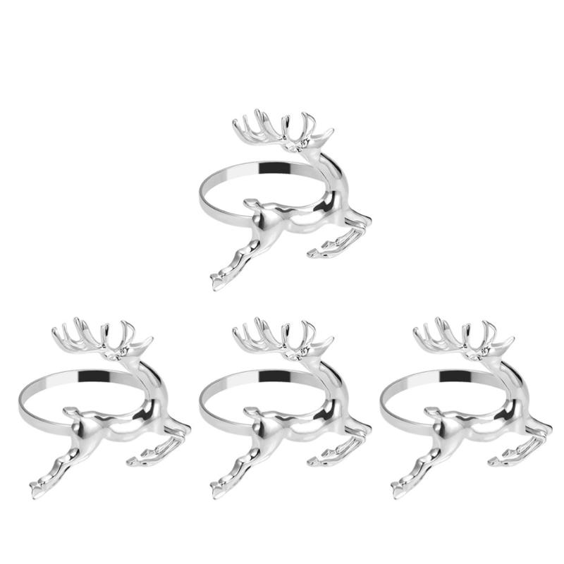 

Napkin Rings 4Pcs Metal Deer Holder Wedding Circles Dining Table Setting