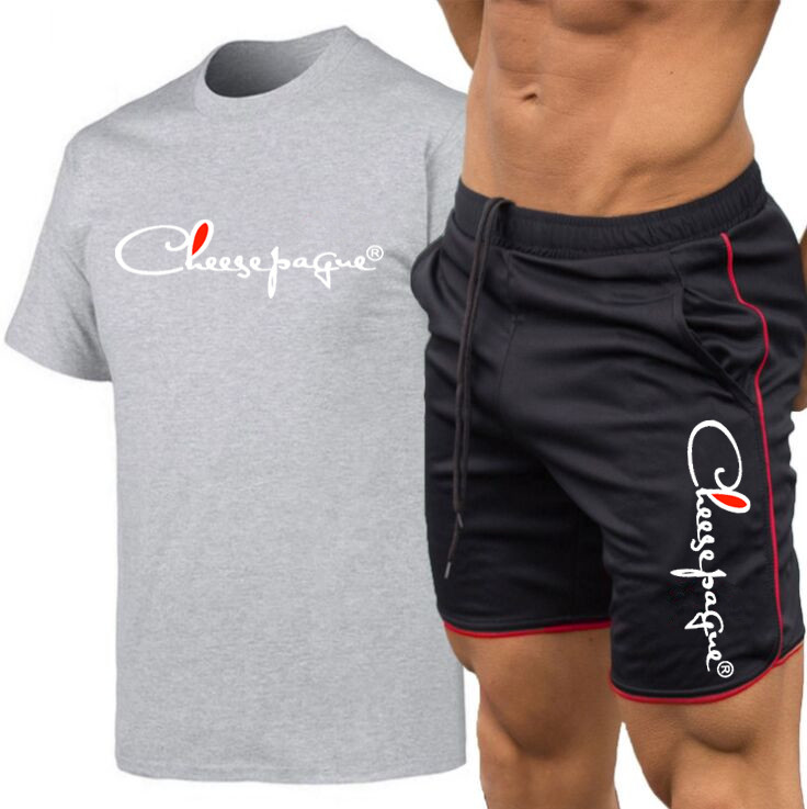 

Men' Tracksuit Summer Clothes Sportswear 2Piece Set T Shirt Shorts Brand Track Clothing Male Sweatsuit Sports Suits Plus Size -XXL, 16
