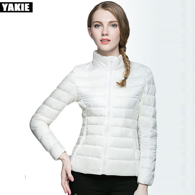 

Fashion Women Winter 90% white Down Jackets Warm stand collar Slim Coat And Jacket Female Ladies Snow Outwear Plus size 210519, Black