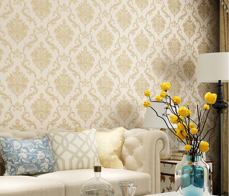 

Self-adhesive European 3d wallpaper non-woven luxury European wall paper bedroom living room Hotel wallpaper, Customize