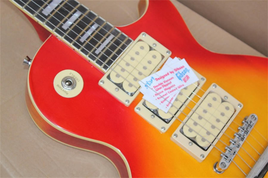 

New signature Ace frehley 3 pickups Vintage years Cherry sunburst electric guitar AAA carved maple top figured guitar