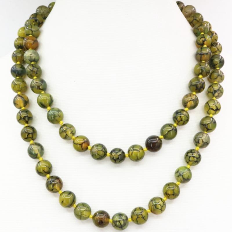 

Chains Yellow Dragon Long Chain Necklace 8mm 10mm Natural Carnelian Stone Agat Round Beads Chinese Ethnic Style Jewels 36inch B3208