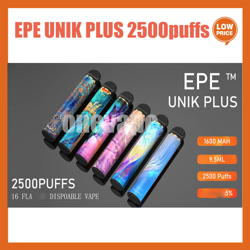

EPE unik puff plus bar vaporizer electronic cigarette disposable Vape E Cigarettes pod 2500puffs 1600mah battery 10 colors Pre-filled 9.5 ml