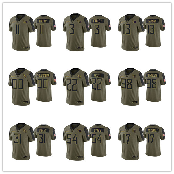 

Tennessee's MEN WOMEN YOUTH Titans's Ryan Tannehill Jeffery Simmons Derrick Henry 2021 Salute To Service Limited football Jersey, Black;red