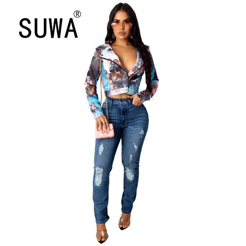 

Wholesale Fall Winter Fashion Clothes Colorful Tie Dye Long Sleeve Coats And Jackets Woman Office Top Cool Girl Streetwear 210525, Multi