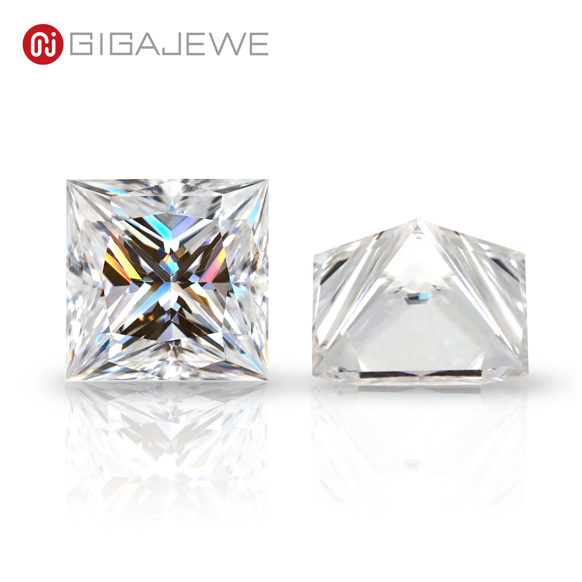 GIGAJEWE Princess cut White D Color 4.5-10mm Moissanite Loose Diamond Synthetic Beads For Jewelry Making machine cut-image-422337897