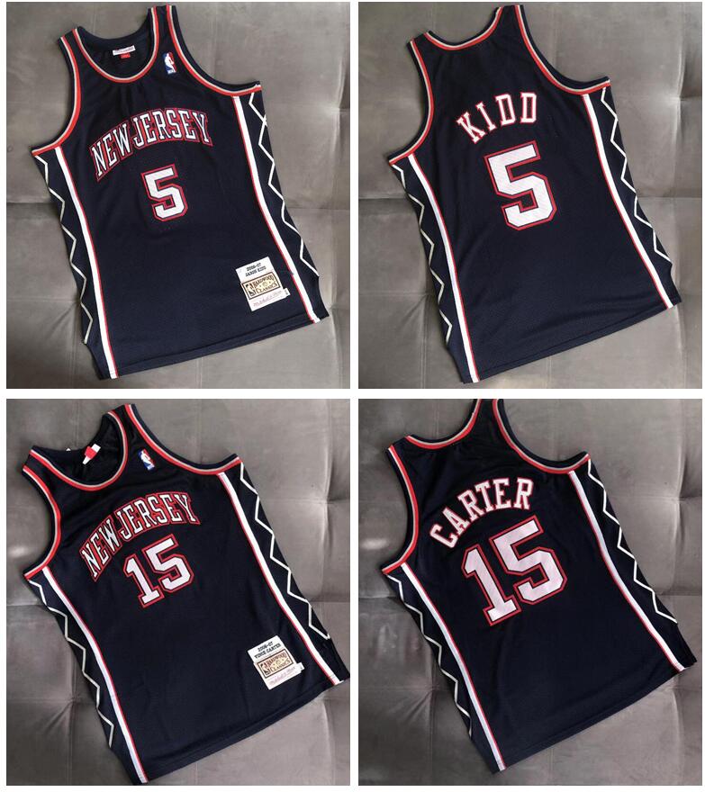 

Stitched NBA jersey Brooklyn Nets 15 Vince Carter 5 Jason Kidd Mitchell & Ness 2006-07 Hardwoods Classics retro men Jerseys