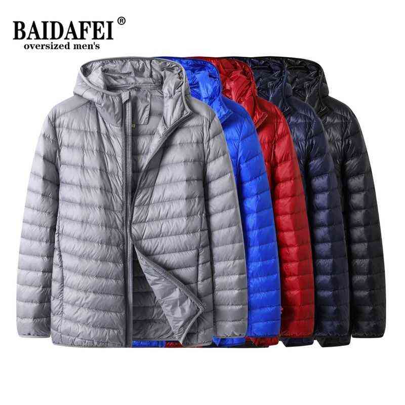 

Oversized 5XL 6XL 7XL 8XL Men's Lightweight Water-Resistant Packable Hooded Puffer Jacket Black Winter Jacket Y1103, Wine red