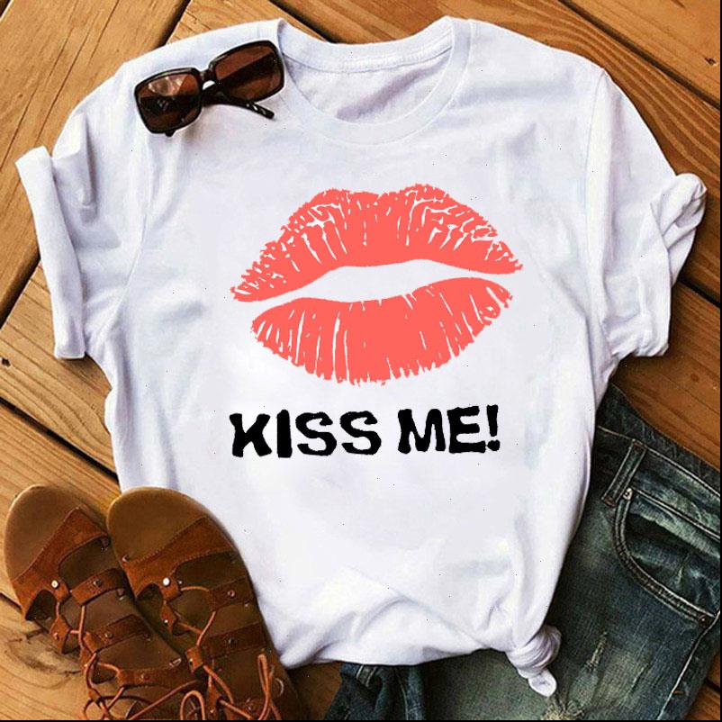 

Pink Lips Womens T Shirt Print Fashion Women Summer Short Sleeve Tops Tee Casual Harajuku shirts Cute Woman, White
