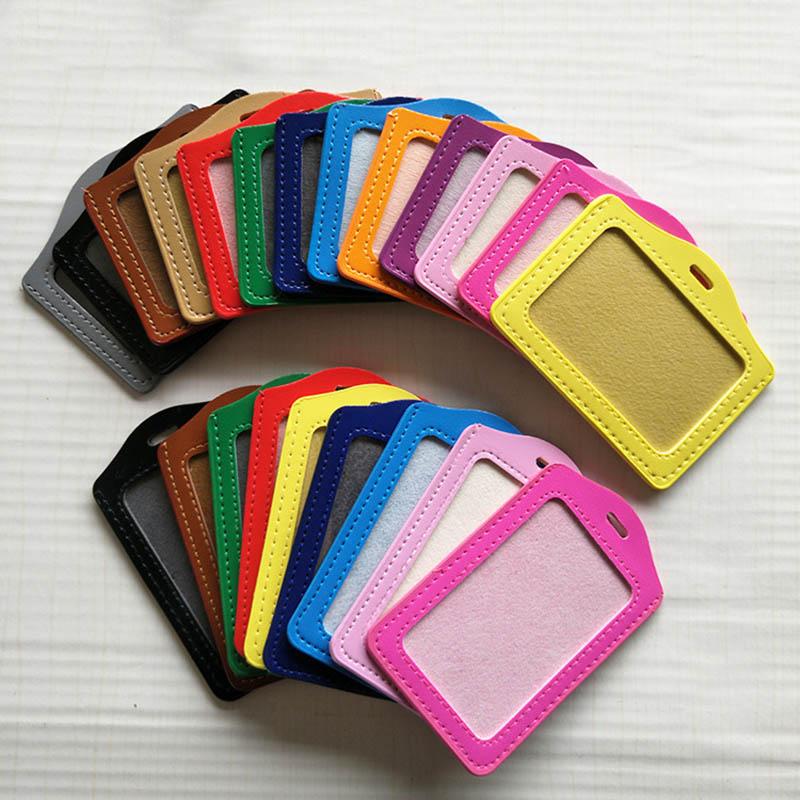 

Card Holders PU Leather Chest Pocket ID Tag Staff Work Holder Name Badge Bus Pass Access Cover Case Wallet Sleeve