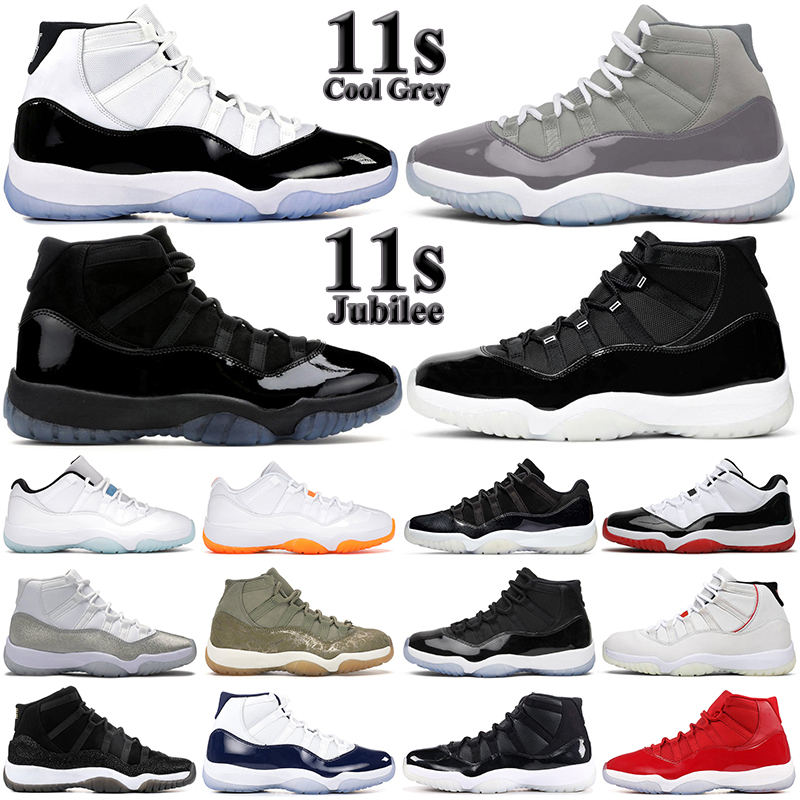 

11 basketball shoes men women jumpman 11s 25th Anniversary Legend Blue Low Citrus DMP Gold Eyelet Cap and Gown womens mens trainers sports sneakers, 11s cool grey