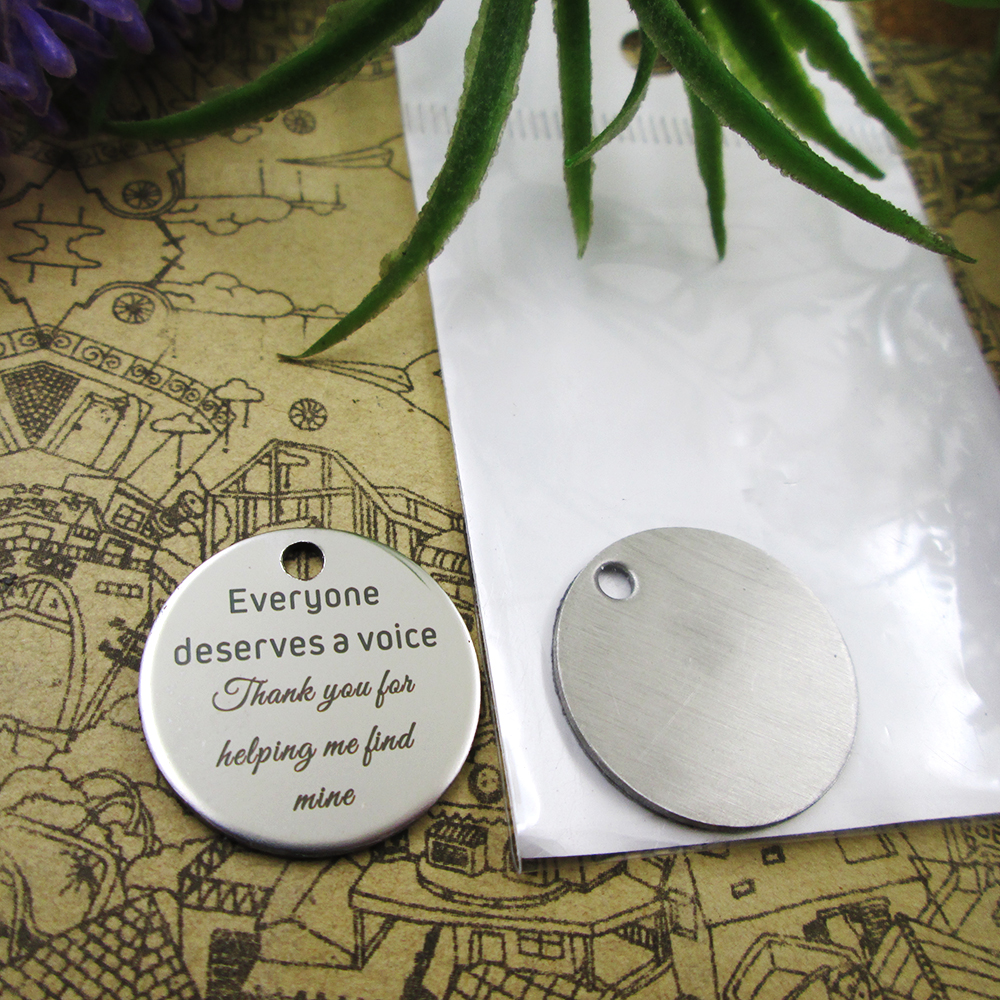 

40pcs--stainless steel charms"everyone deserves a voice thank you for helping me find mine" more style choosing DIY pendants fo necklace