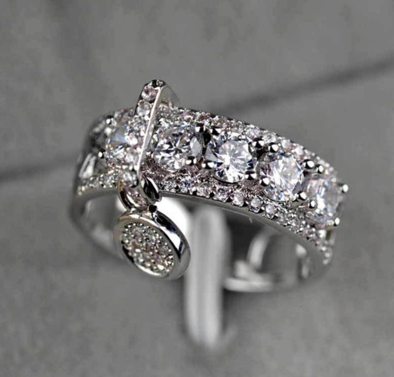 

fashion creative women's ring jewelry set with large zircon disc ring, Slivery;golden