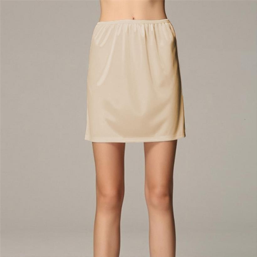 

satin half slip underskirt petticoat women skirts under mini safety loose anti exposure for female faldas, Black