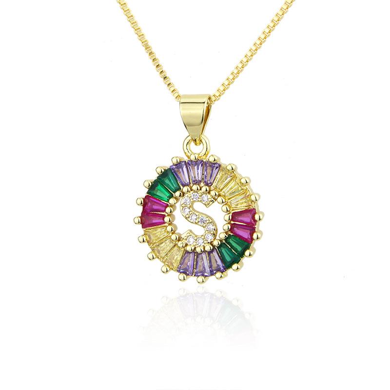 

Pendant Necklaces Colorful Zircon Customized Letters Necklace For Women