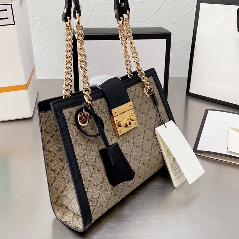 

Classic Padlock Handbags Women Ladies Luxurys Designers Letters Bags Chain Canvas Shoulder Bag Totes Handbag Top Quality, Brown
