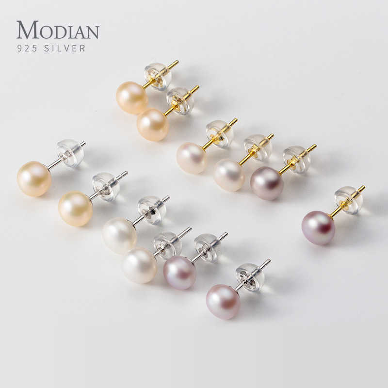 

Multi-Color Natural Pearl Hight Quality 925 Sterling Silver Anti-Allergy Stud Earring for Women Fine Jewelry Accessories 210707