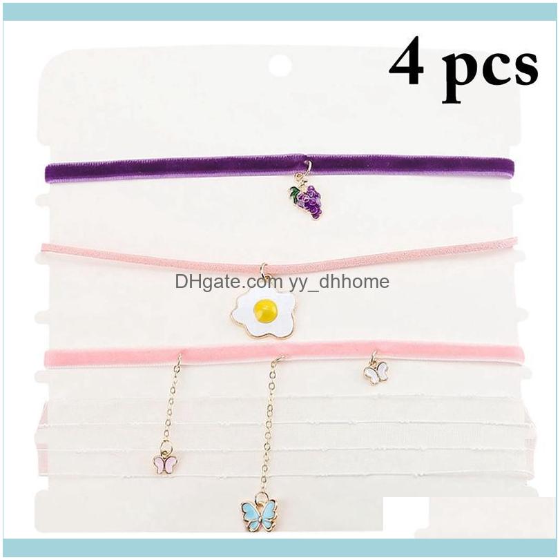 

Necklaces & Pendants Jewelry4Pcs Women Choker Fashion Female Grape Fruit Butterfly Pendant Necklace Vee Charm For Jewelry Chokers Drop Deliv