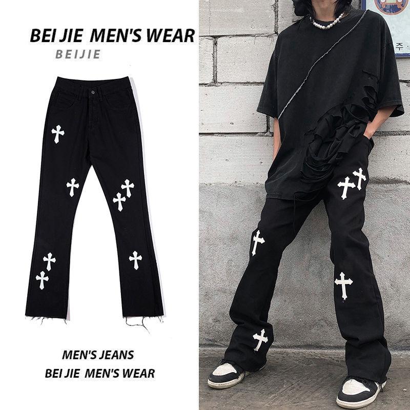 

Men' Pants 2021 Hiphop Brand Printed Cross Overalls Casual Loose Retro High Waist Trousers Streetwear Gothic For Men And Women