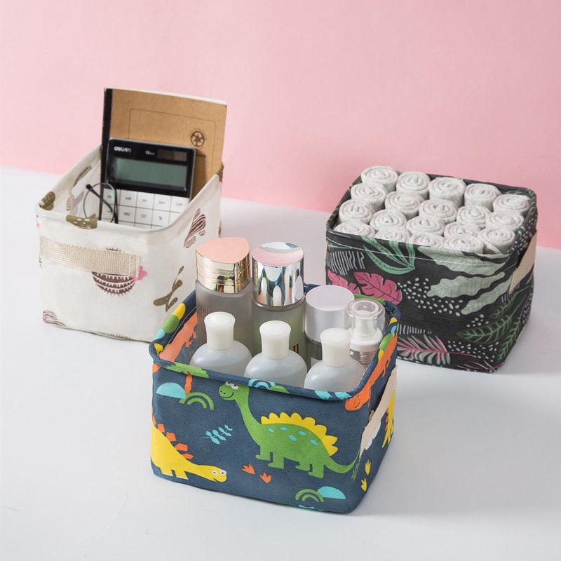 

Clothing & Wardrobe Storage Foldable Cotton Linen Basket Desktop Sundries Box Cosmetic Jewelry Lipstick Sock Finishing Case Printed Organize