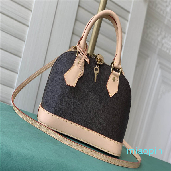 

Top Quality Alma Bb Fashion Women Shoulder Bags Chain Messenger Bag Leather Handbags Shell Wallet Purse Ladies Cosmetic Crossbody Tote, Brown grid