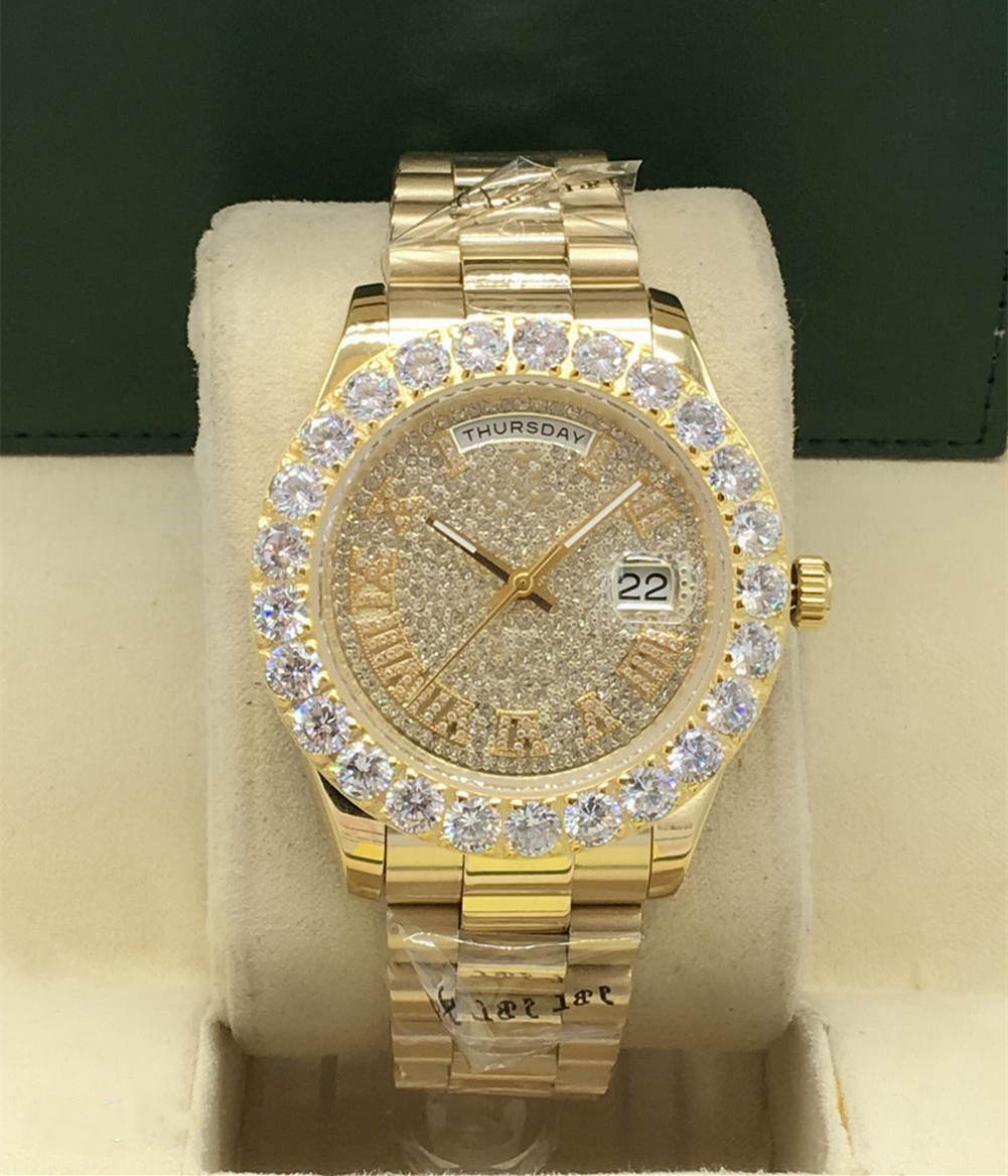 

Classic sapphire men's watch, 43MM high quality waterproof stainless steel automatic mechanical movement, Camel