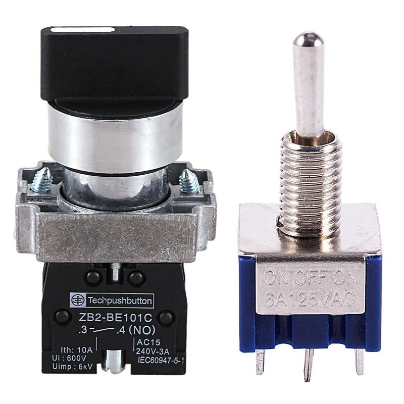

Smart Home Control 22Mm Latching 2 NO 3-Position Rotary Selector Select Switch With 2Pcs AC 6A 125V DPDT Power Toggle