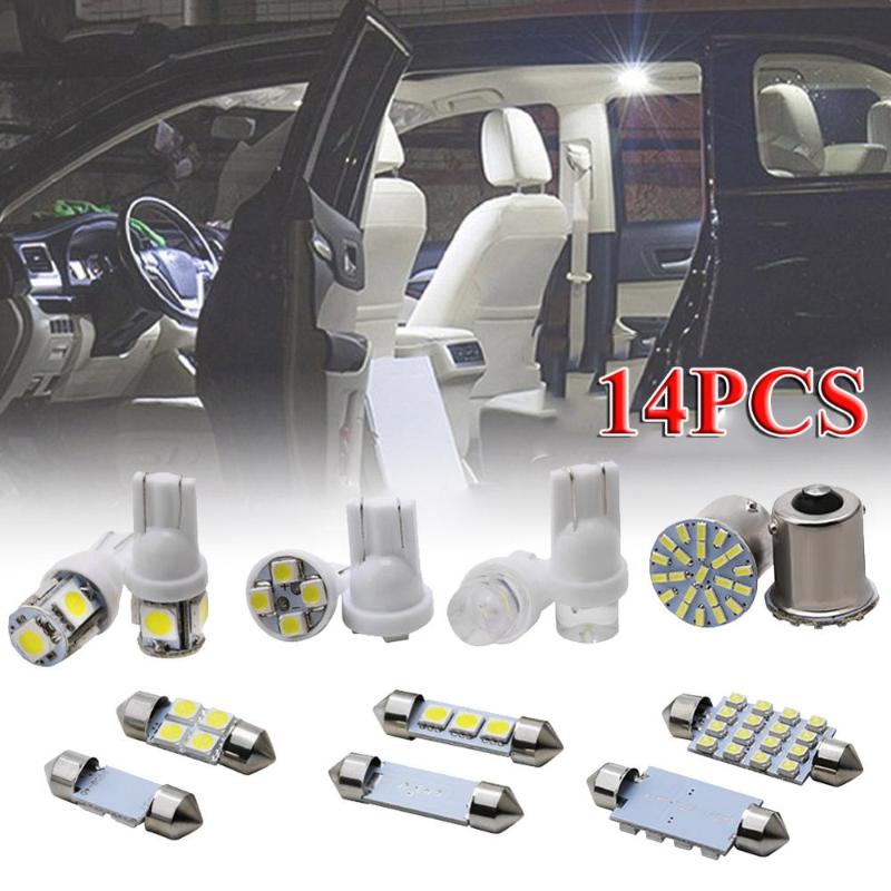

Car Headlights 14PCS White Replacement LED Interior Lighting For Dome License Plate Lights