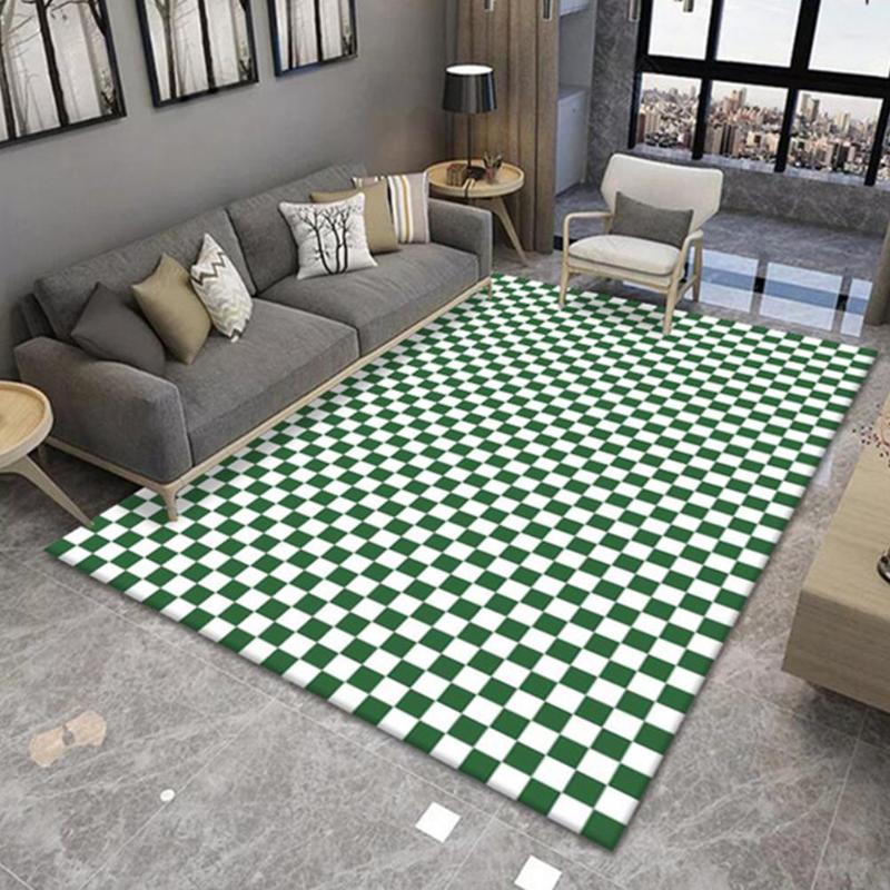 

Carpets Checkerboard Color Large Area Rugs For Living Room Non-slip Green Floor Mat Soft Bedside Rug Girl Bedroom Decor