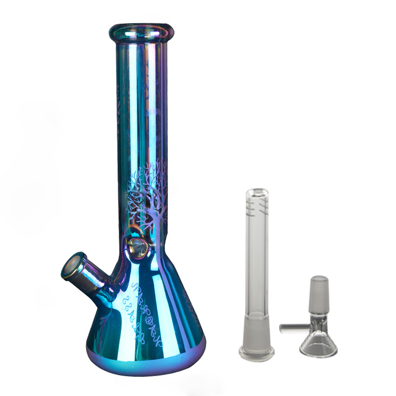 

Glass bong water pipe hookahs 10.6inch electroplating beaker bongs oil rigs dab rig tobacco female 14mm cigarette bowl joint and downstem co