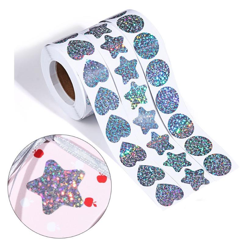 

Gift Wrap Decoration Sticky Note Round Envelope Packaging Love Heart Laser Stickers Seal Sticker Adhesive Label Labels