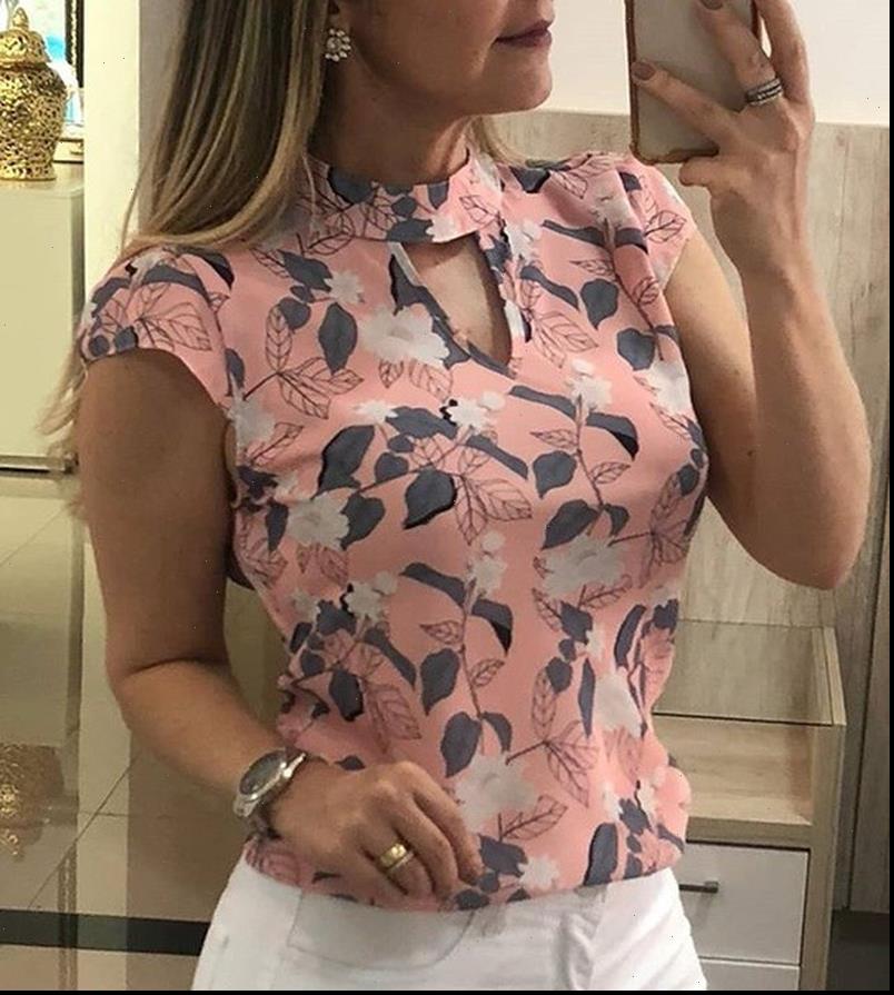 

chiffon printed short sleeve womens shirts fashion iffice slim camisas mujer blusas elegant tunic, White