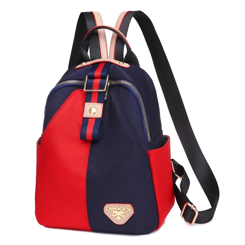

Backpack 2021 new Korean fashion autumn outdoor travel bag contrast color women's leisure backpack, Navy blue