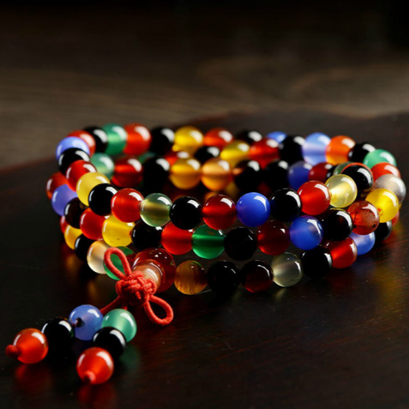 

Colorful Agate 108 Beads Bracelet Necklace Multi-Wrap Bracelet Mens and Womens Jewelry Jewelry Gift Wholesale, Black