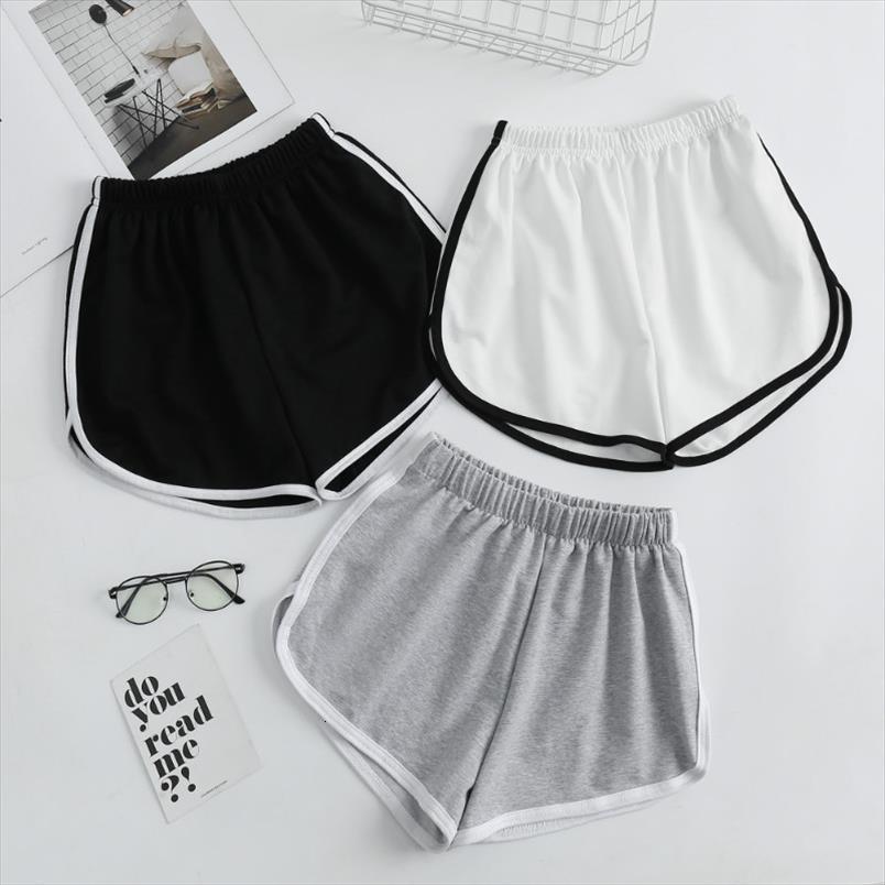 

striped solid sports fashion simple women short loose daily casual slimming shortss ladies high waist summer, White;black