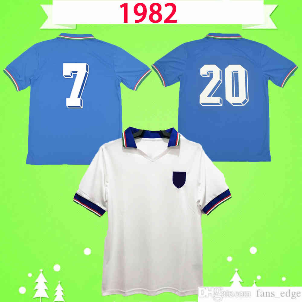 

Italy 1982 Retro soccer jersey home blue away white football shirt top Uniform 82 ROSSI SCIREA TARDELLI Maglia da calcio vintage Maillot top quality, Black;yellow